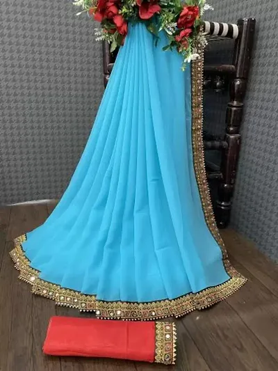 Stylish Georgette Saree with Blouse piece For Women