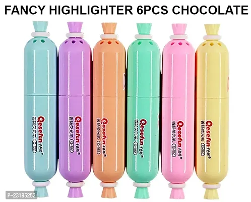 Marker Highlighter With Unique Candy Shape Ideal Gifts For Stationary Hoarders (Set Of 6, Multicolor)