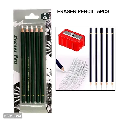 Eraser Pencil Sketch Pencil For Drawing Pen-Style Erasers And Pencil Sharpener For Home, School And Office Use
