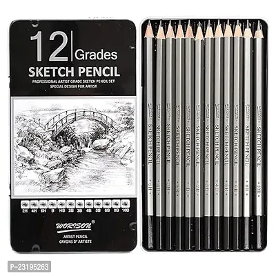 DrawingAndSketching Pencil Set Of 12 Pc In Tin Box,Black-thumb0