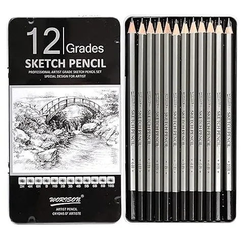 DrawingAndSketching Pencil Set Of 12 Pc In Tin Box,Black