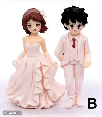 Romantic Couple Peach and Pink Miniature Cake Toppers, Small figuine, Valentine Couple