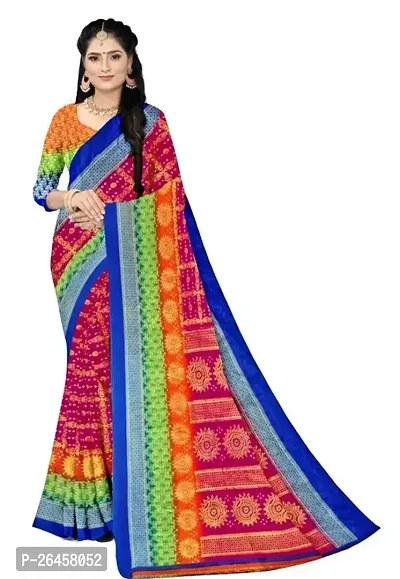 Stylish Silk Cotton Multicoloured Printed Saree with Blouse piece-thumb0