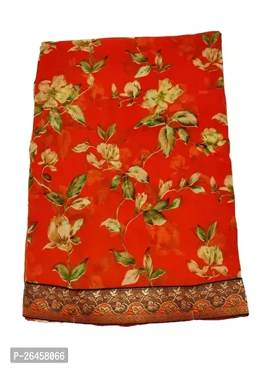 Stylish Georgette Red Printed Saree with Blouse piece