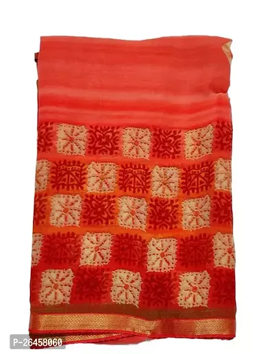 Stylish Georgette Red Printed Saree with Blouse piece-thumb0