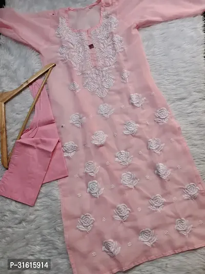 Stylish Pink Georgette Kurta For Women-thumb0