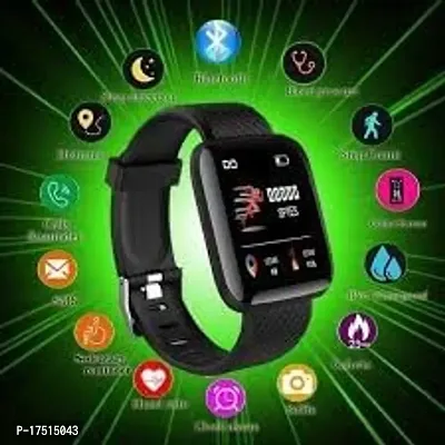 Id116 Bluetooth Smart Watch For Boys Android Ios Devices Touchscreen Fitness Tracker For Men Women Kids Activity With Step Counting Waterproof Black-thumb0