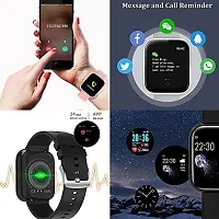 Id116 Bluetooth Smart Watch For Boys Android Ios Devices Touchscreen Fitness Tracker For Men Women Kids Activity With Step Counting Waterproof Black-thumb1