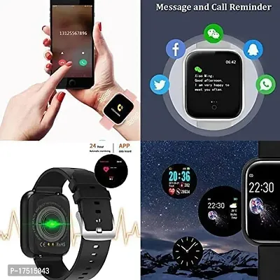 Id116 Bluetooth Smart Watch For Boys Android Ios Devices Touchscreen Fitness Tracker For Men Women Kids Activity With Step Counting Waterproof Black-thumb2