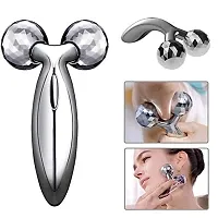 3D Manual Roller Massager Body Massager 360 Rotate Roller Face Body Massager Skin Lifting Wrinkle Remover  Facial Massage Relaxation  Skin Tightening Tool UniSex (Silver), Non Electric-thumb1