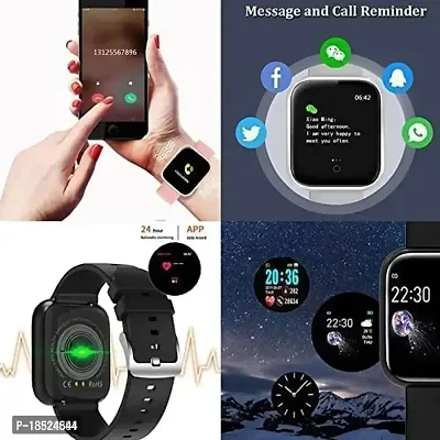 ID116 Bluetooth Smart Watch for Boys Android  iOS Devices Touchscreen Fitness Tracker for Men Women, Kids Activity with Step Counting Waterproof - Black-thumb5