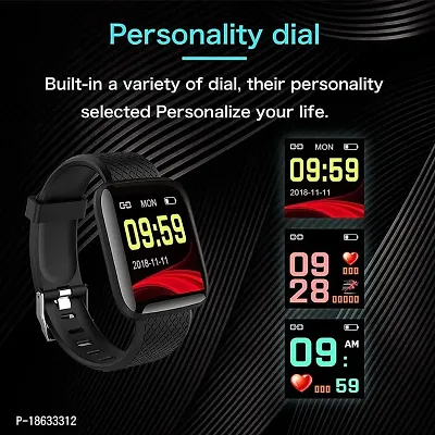 D116 Fitness Smart Band Activity Tracker Smartwatch with Sleep Monitor, Step Tracking, Heart Rate Sensor for Men, Women, Kids (Black)-thumb3