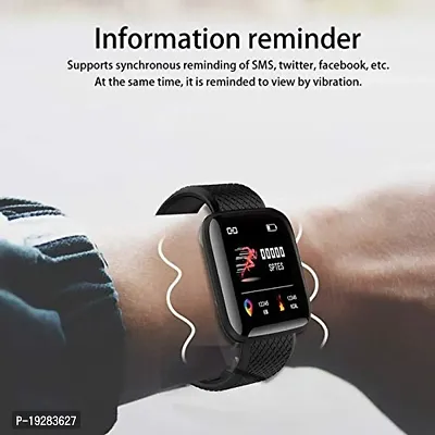 M i ID116 Bluetooth Smart Watch for Boys Android  iOS Devices Touchscreen Fitness Tracker for Men Women, Kids Activity with Step Counting Waterproof - Black-thumb3