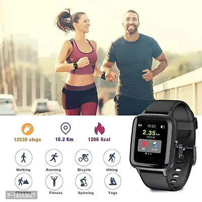 M i ID116 Bluetooth Smart Watch for Boys Android  iOS Devices Touchscreen Fitness Tracker for Men Women, Kids Activity with Step Counting Waterproof - Black-thumb4