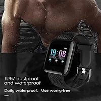 ID116 Bluetooth Smart Watch for Boys Android  iOS Devices Touchscreen Fitness Tracker for Men Women, Kids Activity with Step Counting Waterproof - Black-thumb3