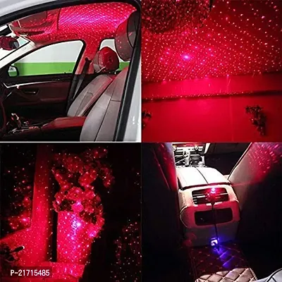 USB Decorative Star Night Projector Light for Car Universal Atmosphere Lamp For Party Decoration Home Bedroom Car Interior (Red)-thumb2
