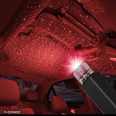 USB Roof Star Projector Lights with 3 Modes, USB Portable Adjustable Flexible Interior Car Night Lamp Decor with Romantic Galaxy Atmosphere fit Car Ceiling Bedroom Party (PlugPlay, Red)-thumb0