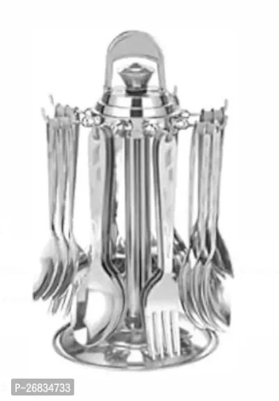Classic Stainless Steel Cutlery Set With Stand Set Of 24-thumb0
