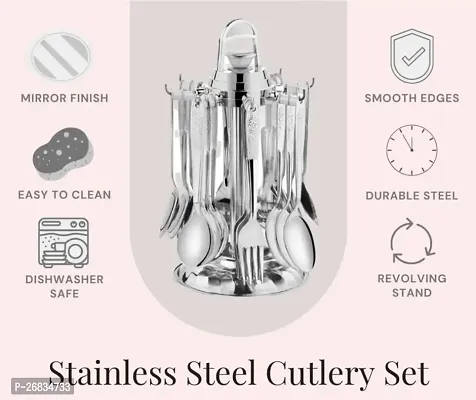 Classic Stainless Steel Cutlery Set With Stand Set Of 24-thumb2