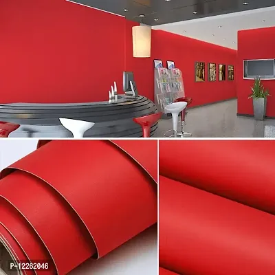 SUPERFAB? Red Matte Contact Paper Waterproof Peel and Stick Wallpaper Roll Waterproof Counter top Contact Paper for Kitchen Cabinets Back Splash Furniture Desk Counter Size 24 inch X 46 inches-thumb2