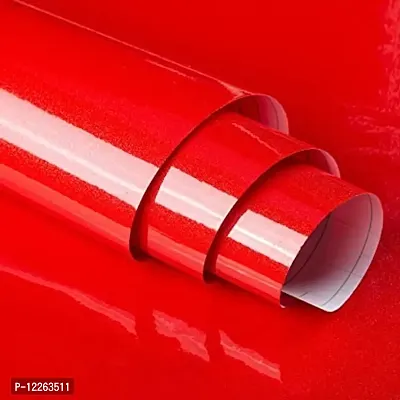 SUPERFAB? Red Glossy Contact Paper Waterproof Peel and Stick Wallpaper Roll Waterproof Countertop Contact Paper for Kitchen Cabinets Backsplash Furniture Desk Counter Size 24 inch X 46 inches-thumb0