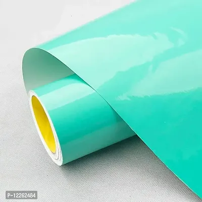 SUPERFAB? Tiffany Green Glossy Wallpaper Self Adhesive Waterproof Vinyl Air Release & Bubble Free for Bedroom Kitchen Furniture Decal Peel and Stick Size 24 Inch X 66 Inch (Tiffany Green Glossy)