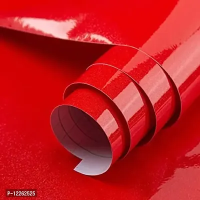 SUPERFAB? Red Glossy Contact Paper Waterproof Peel and Stick Wallpaper Roll Waterproof Countertop Contact Paper for Kitchen Cabinets Backsplash Furniture Desk Counter Size 24 inch X 54 inches