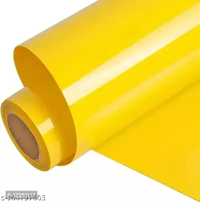 SUPERFAB? Yellow Glossy Wallpaper Self Adhesive Waterproof Vinyl Air Release  Bubble Free for Bedroom Kitchen Furniture Decal Peel and Stick Size 24 Inch X 68 Inches (Yellow Glossy)