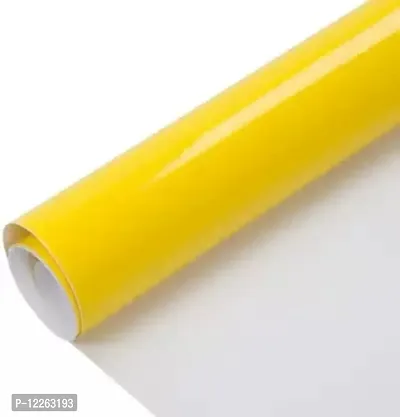 SUPERFAB? Yellow Glossy Wallpaper Self Adhesive Waterproof Vinyl Air Release & Bubble Free for Bedroom Kitchen Furniture Decal Peel and Stick Size 24 Inch X 52 Inches (Yellow Glossy)