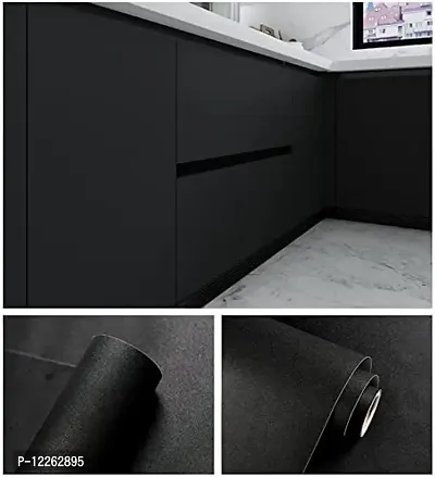 SUPERFAB? Black Matte Contact Paper Waterproof Peel and Stick Wallpaper Roll Waterproof Countertop Contact Paper for Kitchen Cabinets Backsplash Furniture Desk Counter Size 24 inch X 54 inches-thumb2