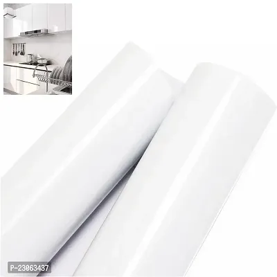 SUPERFABtrade; White Contact Paper Shiny Countertop Contact Paper for Cabinets Glossy Contact Paper Furniture Self Adhesive Kitchen White Wallpaper Drawer Liner Waterproof Size 24 inch X 48 inches-thumb0