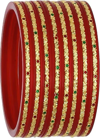 CIJ Nx Chintamani Plastic Gold-plated Bangle Set (Pack of 8)