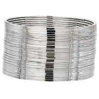 dili zone Girl's Aluminium Sterling-Silver Oxidized Silver Plated Plain Bangles (Silver), Set of 24-thumb1