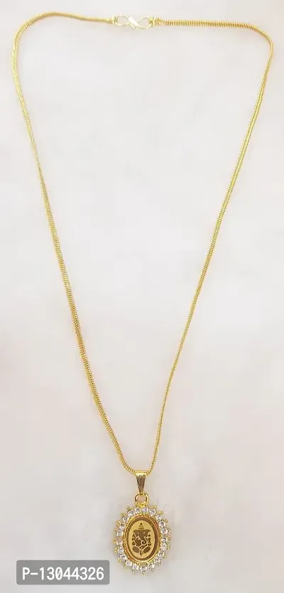CIJ 1gm 22Ct Gold Plated Pendant/Necklace/Jewelry Set/Fashion Jewelry/Chain for Men/Women/Girls (18, GANESHJI-104)