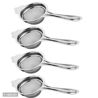 New Trend Super Pack of Stainless Steel Tea Strainer Chai Channi,Silver - 8 Inch (Pack of 4)