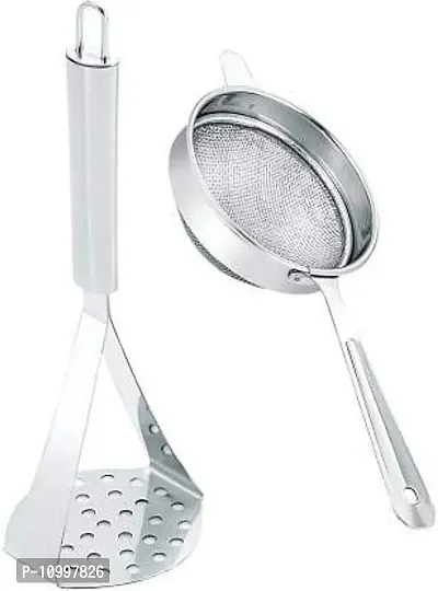 New Trend Combo of Kitchen Tool Masher and Tea Strainer - Set of 2