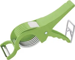 New Trend Multipurpose Plastic Vegetable Cutter, Slicer and Greater(Green/Plastic)-thumb1