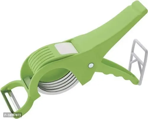 New Trend Multipurpose Plastic Vegetable Cutter, Slicer and Greater(Green/Plastic)-thumb2