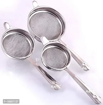 New Trend Stainless Steel 3 Tea Strainer Chalni Sizes Lasts Long (7, 8, 10 cm)