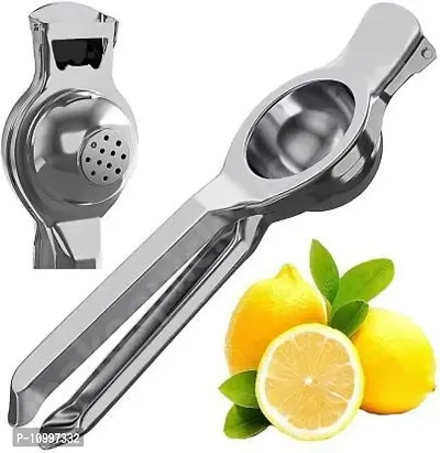 New Trend Steel Hand Juicer 2 In 1 Lemon Squeezer Stainless Steel Hand Juicer (Silver)-thumb3