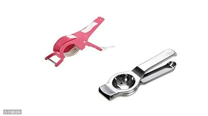 New Trend Pure Stainless Steel Lemon Squeezer with Bottle Opener, 2 in 1 Squeezer (Opener + Squeezer) and Vegetable & Fruit Multi Cutter with Peeler