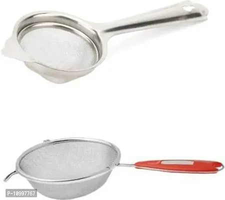 New Trend Stainless Steel Combo of Tea Strainer & juicer Strainer Kitchen Tool - Set of 2-thumb0