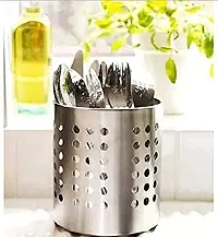 New Trend Stainless Steel Cutlury Spoon Holder, Desk Organizer Multipurpose Stand (Set of 1)-thumb1