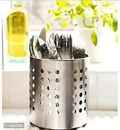 New Trend Stainless Steel Cutlury Spoon Holder, Desk Organizer Multipurpose Stand (Set of 1)-thumb2