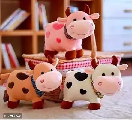 Super Soft 30cm Small Random Color Cow Soft Toy Polyfill Washable Cuddly Soft Plush Toy Helps to Learn Role Play Pack of 3