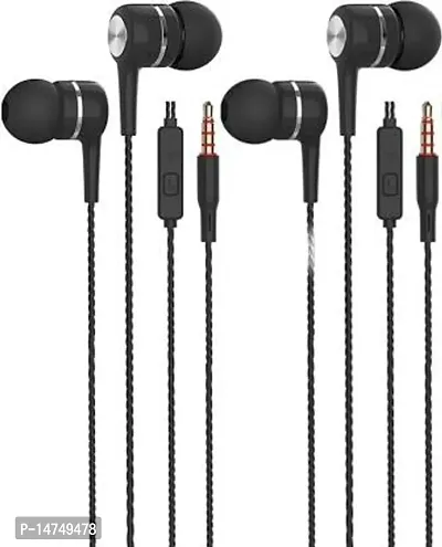 Stylish Fancy Pack Of 2 Trending Earbuds With High Bass Earphones With Mic Wired Headsetnbsp;nbsp;(Black, In The Ear)