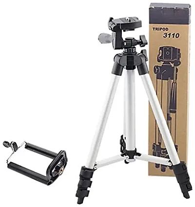 Classic TRIPOD-3110 Portable Camera Tripod with Three-Dimensional Head Quick Release Plate for All Cameras  Mobile, Best for Making Videos'- Silver, Black