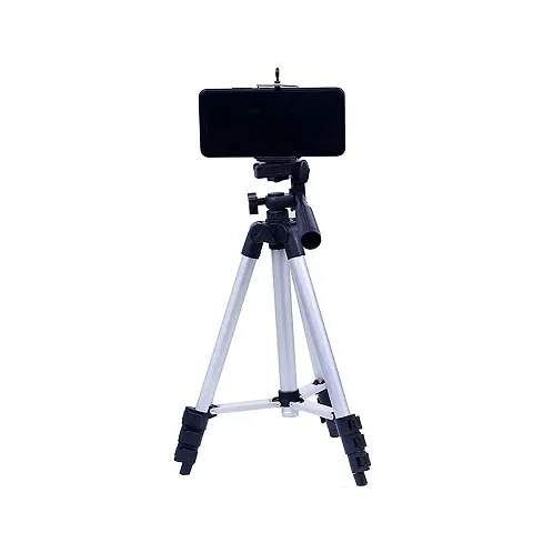 Delux TRIPOD-3110 Portable Camera Tripod with Three-Dimensional Head Quick Release Plate for All Cameras  Mobile, Best for Making Videos'- Silver, Black