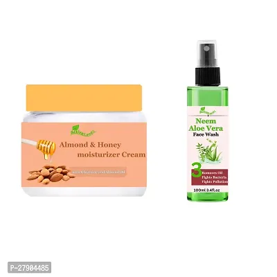 Honey almond cream and Facewash alovera for skin 100 ml each