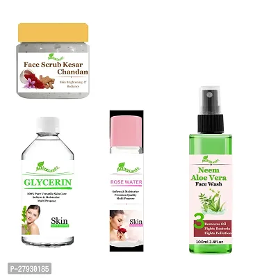 Face Scrub Kesar chandan , Glycerin , Rose Water , Alovera Facewash for skin 100 ml each
